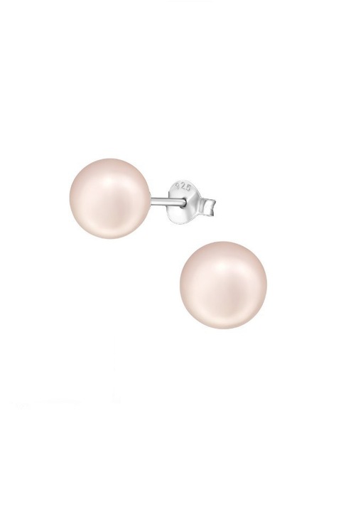 Cercei din argint 925 Pearl cu perle de cultura de culoare piersica si cheita din argint acoperita cu silicon, 6 mm
