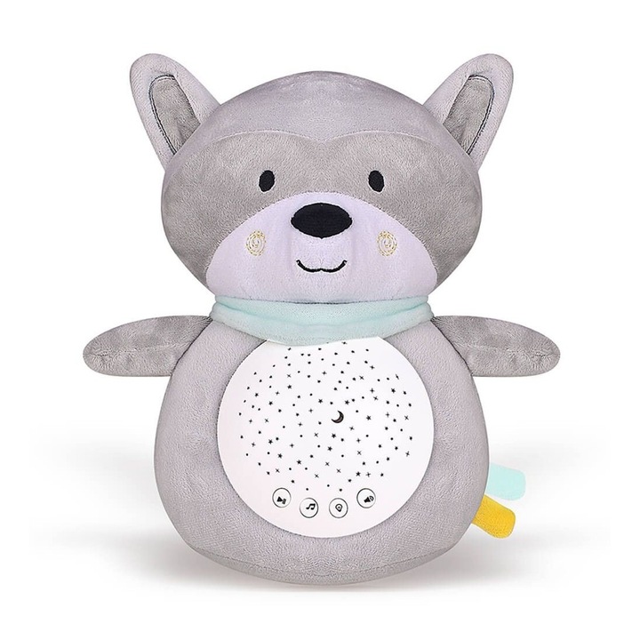 Lampa de veghe copii Bebe Stars, proiector muzical, 10 melodii, 2 moduri de utilizare, multicolor