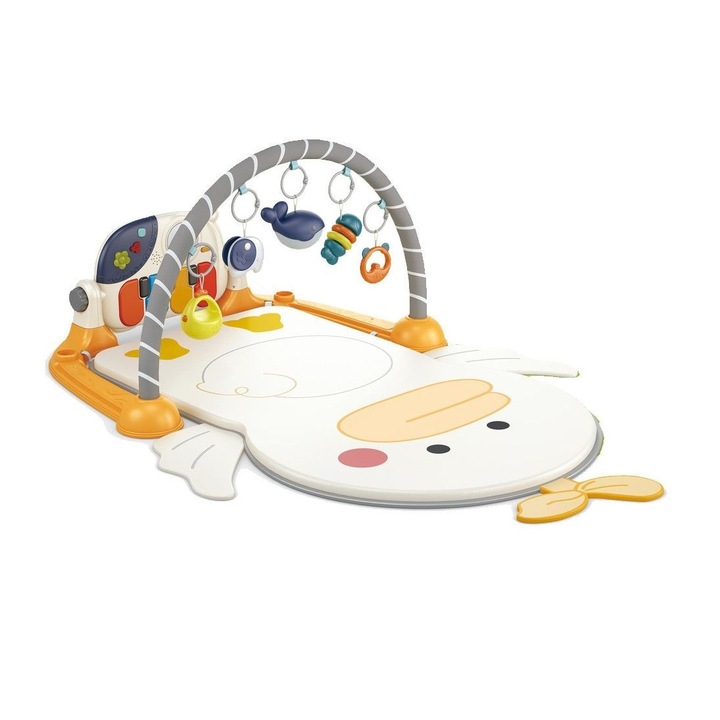 Covor interactiv Bebe Stars Ducky, 5 jucarii suspendate, muzicala, multicolor
