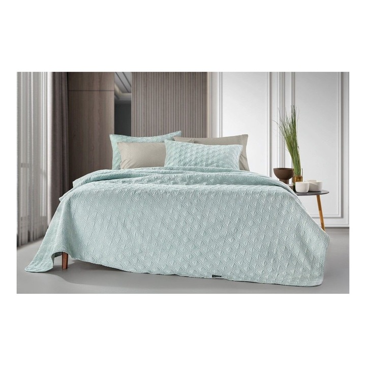 Set lenjerie de pat, Guy Laroche, king size, 2 piese, verde, 250x240