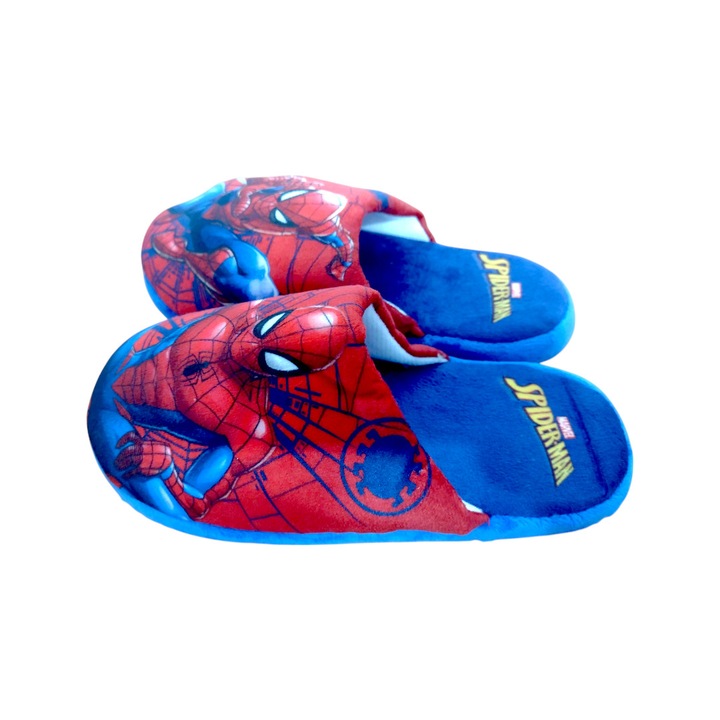 Пантофи за момче, плюш, разноцветни, неплъзгаща се подметка, Spiderman, Марвел