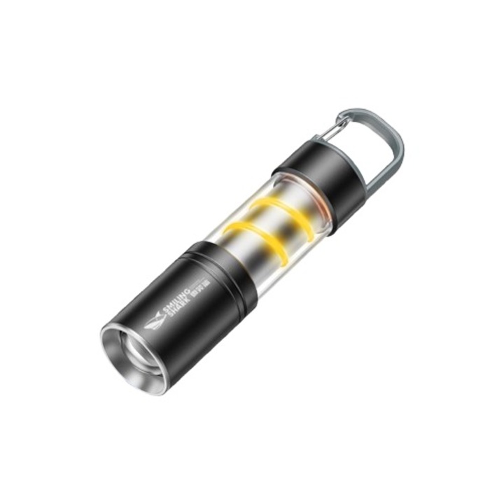 Многофункционален акумулаторен LED фенер, Усмихната акула, водоустойчив, 130 мм, 3 режима на светене