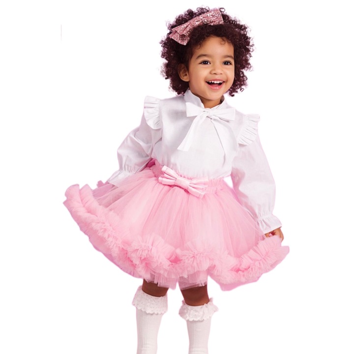 Set costumas fetite Lempika Kids Barbie, Alb roz