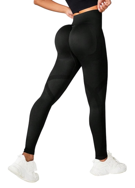 Colanti Sport Eleganti, Talie Inalta si Efect Push-Up, Negru