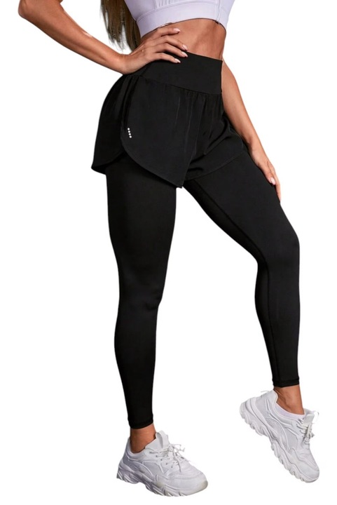 Colanti Sport cu Talie Inalta si Fusta Integrata, Negru