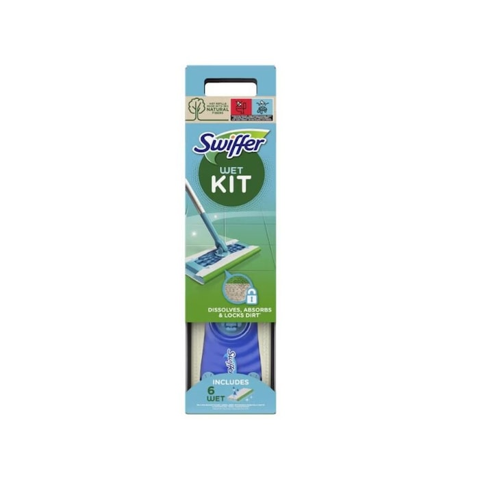 Mop Uscat/Umed Swiffer Trap & Lock 1 Mop, Wet Kit, 6 Rezerve lavete umede