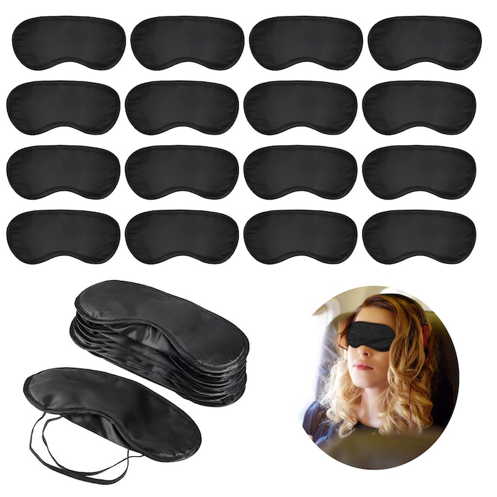 Set de 30 masti pentru somn, Bztzhm, poliester, negru, usor de transportat