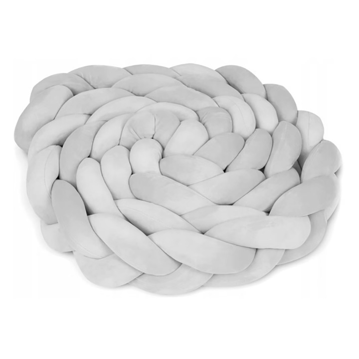 Странична защита за детско креватче Morovan Bumper, Дължина 3 м, Приятна на допир, Предпазва от течение и удар, Антиалергична, сива