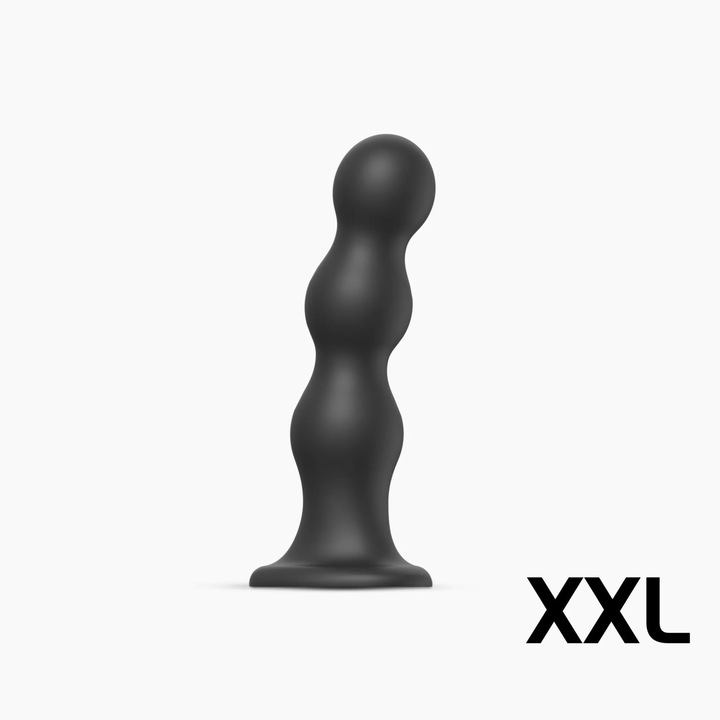 Dildo Strap-on-me, 3 perle, silicon, negru, XXL