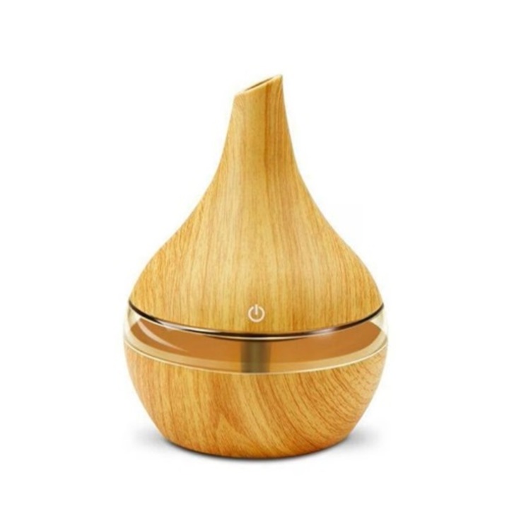 Párásító, aromaterápiás diffúzor AO-50113, RGB világítás, USB tápellátás, világosbarna