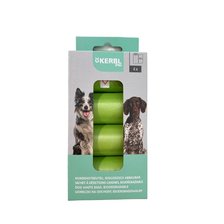 Pungi igienice pentru caini Kerbl - set 4 role x 20 buc