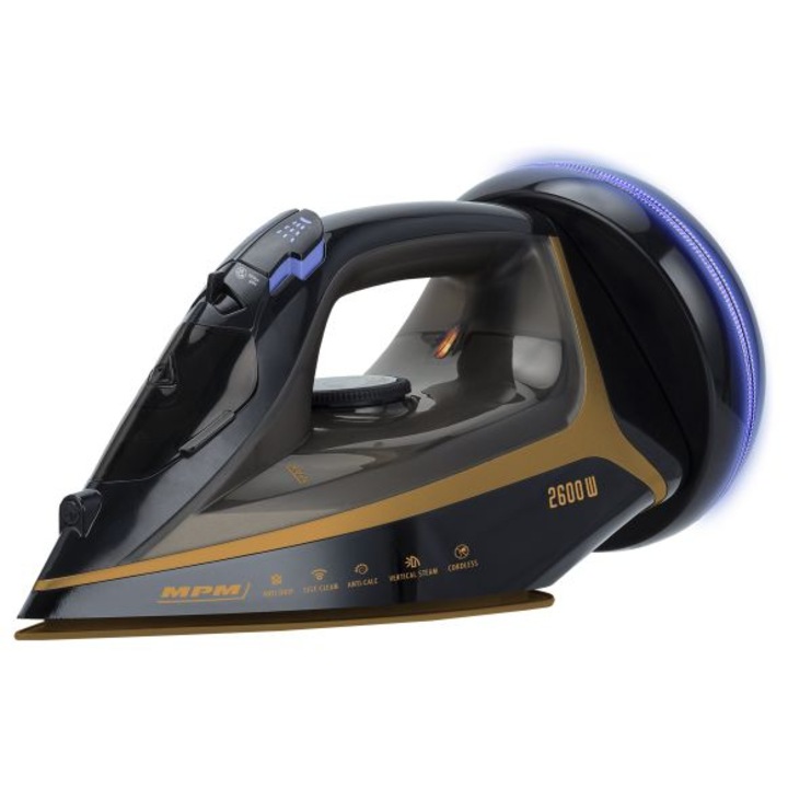 Fier de calcat fara fir - MPM MZE-26 - 2600 W, negru, talpa ceramica