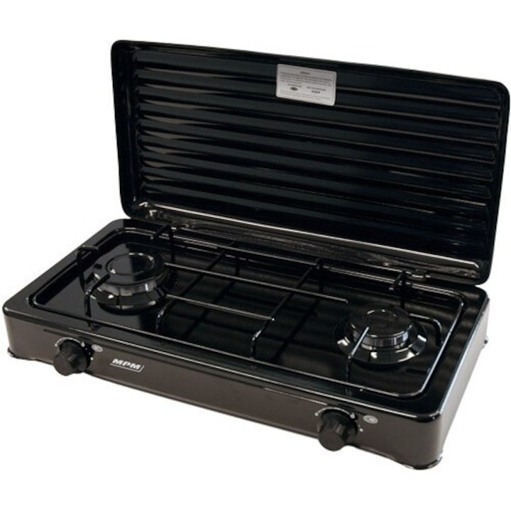 MPM SMILE-KN-02/1KB - Gázrezsó - 2 rózsás gázégő, 4300 W, 57 cm, Fekete