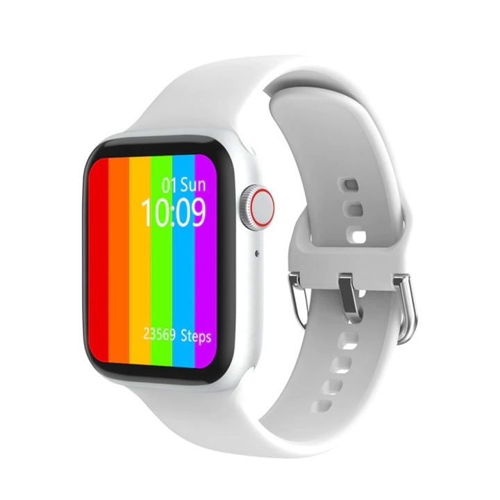 Смарт часовник TechONE™ W26 Pro, 1,75 инча IPS, мулти спортове, bluetooth повикване, пулс, кислород, температура, водоустойчив, известия, сензор на Bosch, бял