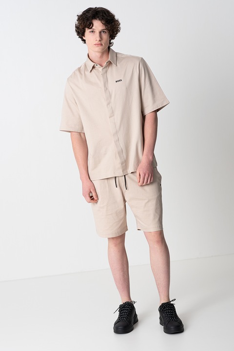 BOSS, Camasa lejera cu maneci scurte, Bej