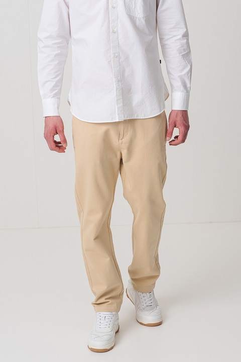 HUGO, Pantaloni chino cu talie medie, Bej, W33-L32