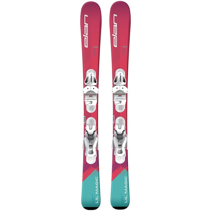 Ски Elan Lil Magic Jrs, С автомати Elan EL 4.5, За деца, 90 см, Розов