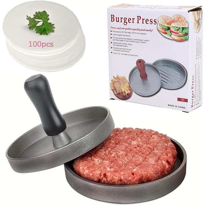 Hamburger préskészlet/100 lap viaszos papír, tapadásmentes, 20x20cm