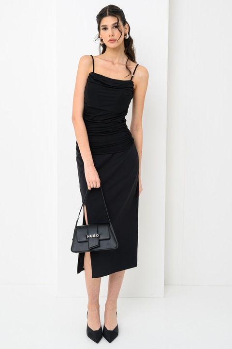 HUGO, Top drapat cu bretele inguste, Negru