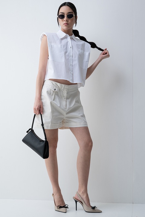 HUGO, Camasa crop cu umerii structurati, Alb