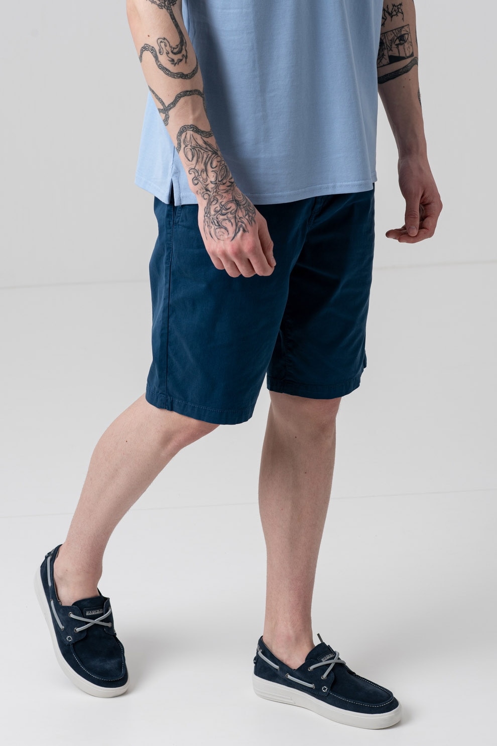 BOSS, Bermude chino cu buzunare oblice, Albastru, 32