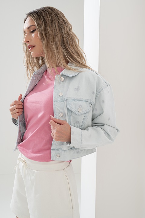 HUGO, Jacheta din denim cu aspect decolorat Galatea, Albastru deschis