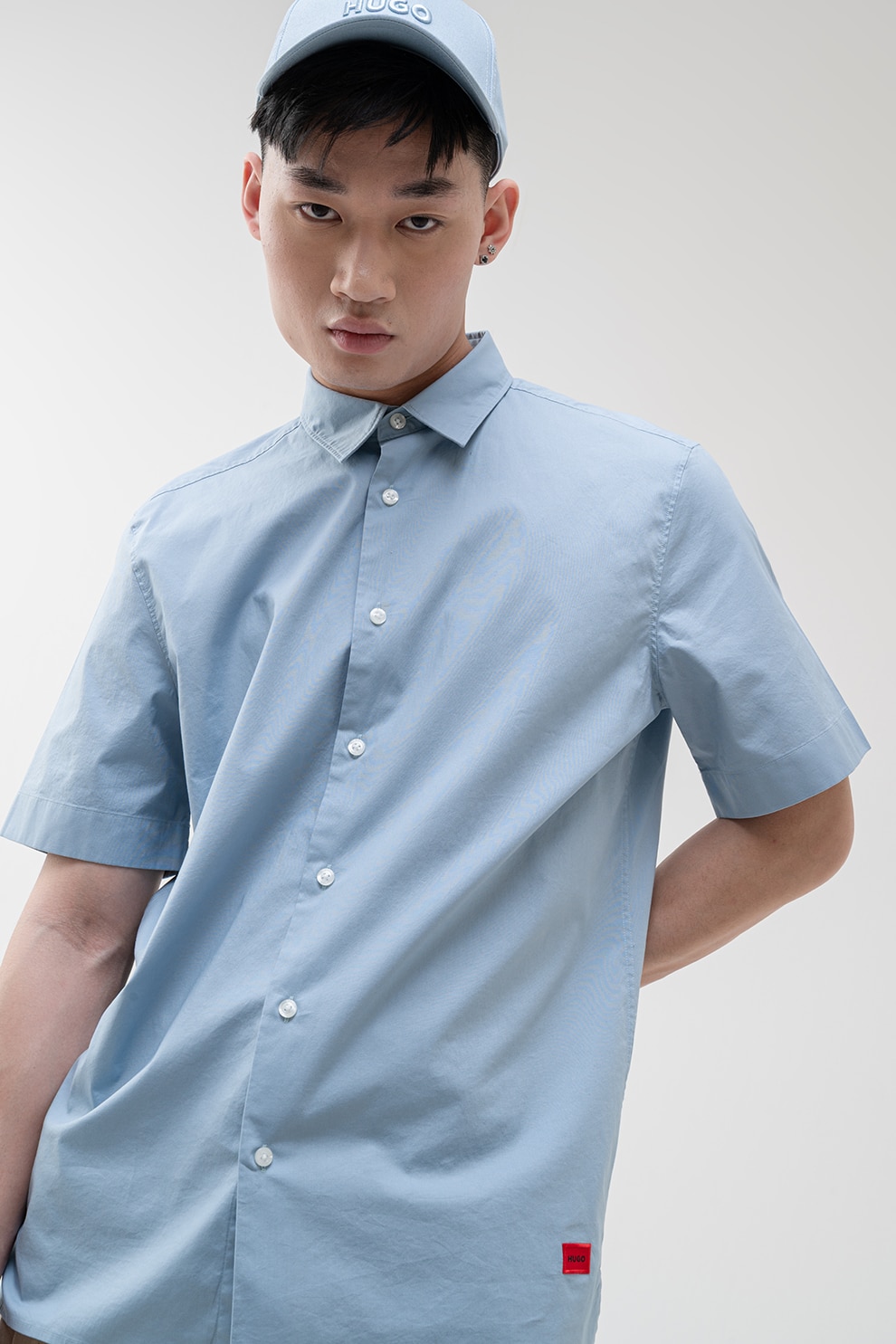 HUGO, Camasa relaxed fit Ebor, Albastru pastel, L