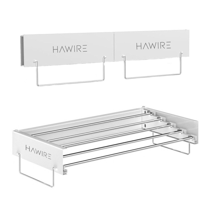 Uscator de rufe glisant HAWIRE M-100, Montabil pe perete, Retractabil, 100X43cm, Alb