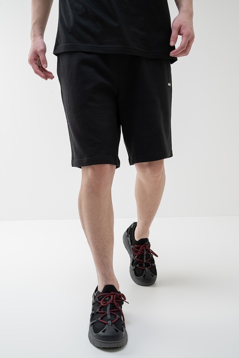 HUGO, Bermude relaxed fit din bumbac Dayano, Negru