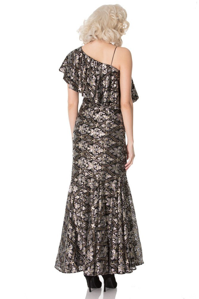 Rochie neagra du argintiu din tull paietat Liza Panait T-95E