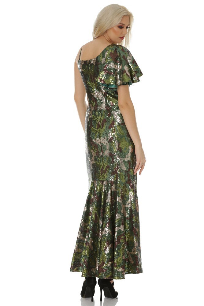 Rochie verde din tull paietat Liza Panait T-68E