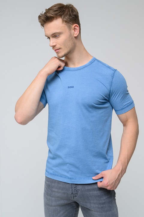 BOSS, Tricou de bumbac Tokks, Albastru