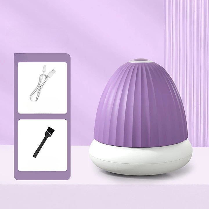 Aparat de Scame 2 in 1, By Fitilomania, Curatare Haine si Lampa de Veghe, 3 Trepte, Incarcare Tip C, 4 W, 9 x 10 cm, Mov
