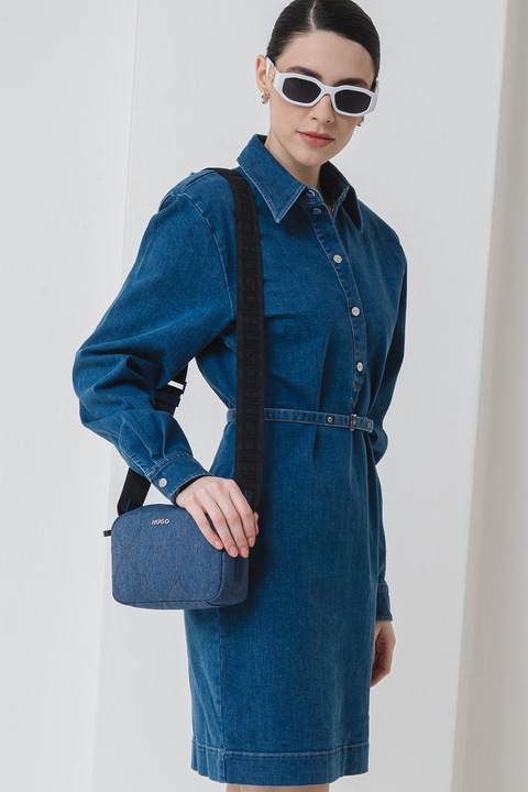 HUGO, Rochie mini din denim Konema, Albastru inchis