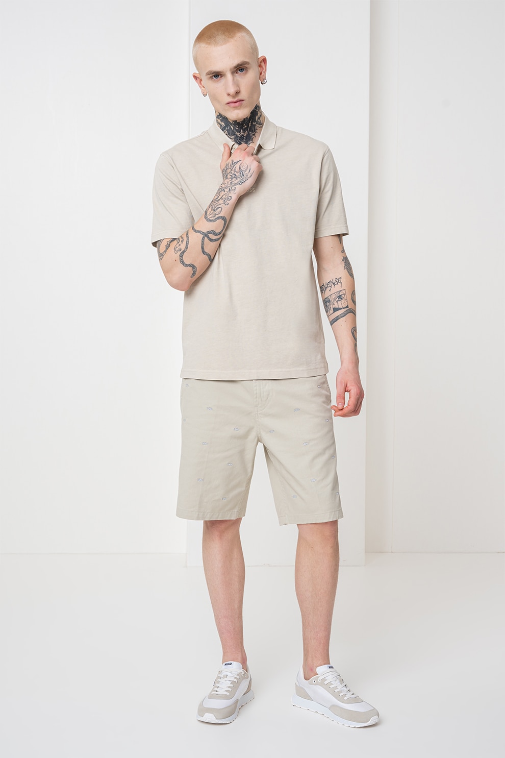 BOSS, Tricou polo relaxed fit, Maro nisip, S