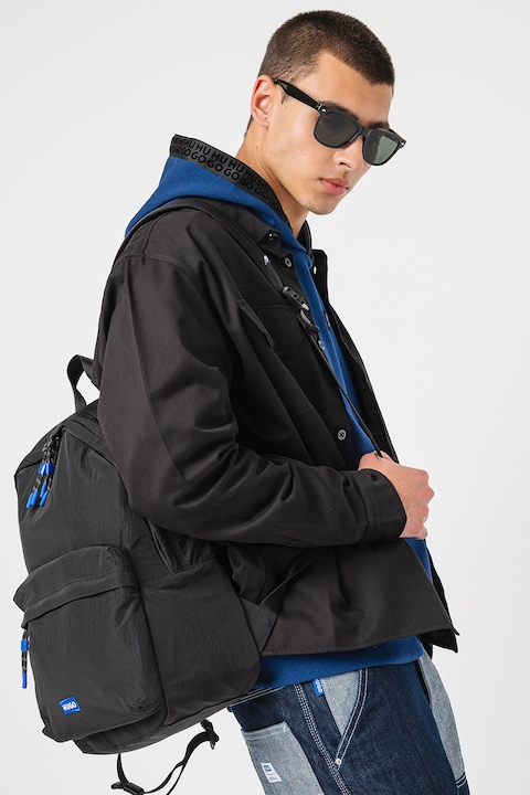 HUGO, Camasa cu logo aplicat Ekynone, Negru