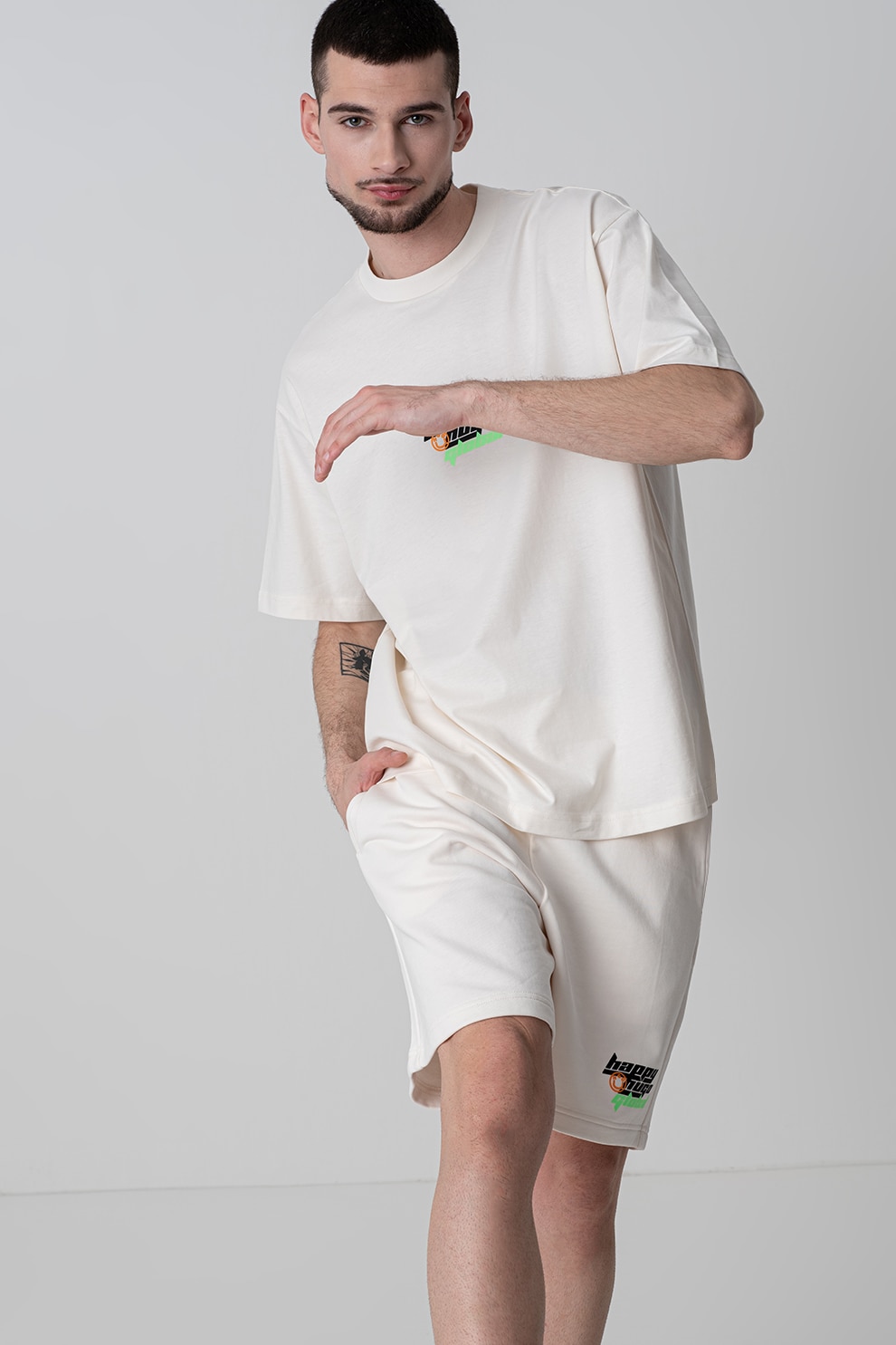 HUGO, Tricou cu logo si decolteu la baza gatului, Alb, Verde, Negru, XL