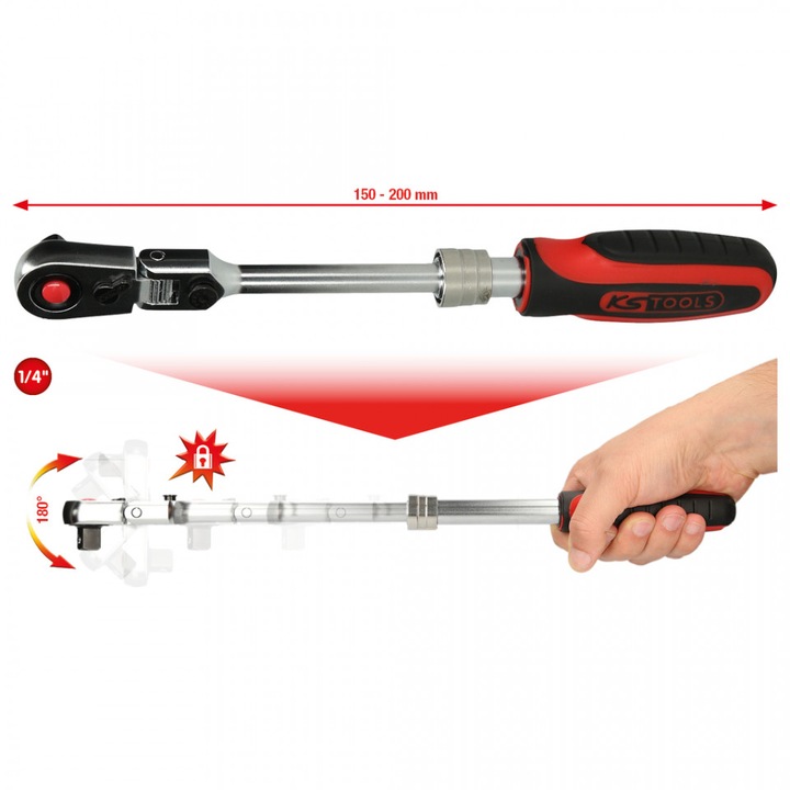 Antrenor Clichet Schimbare De Directie Si Articulatie Telescopica Slimpower 1/4. 72 De Dinti - KS TOOLS - 914.1420