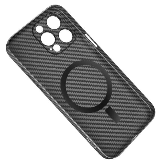 Husa Premium Hoco Carbon pentru iPhone 14 Pro, UltraThin compatibila cu incarcarea MagSafe, Kevlar Design, Negru