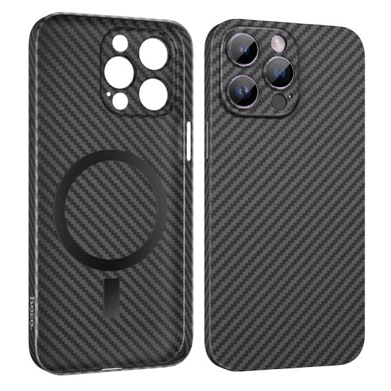 Husa Premium Hoco Carbon pentru iPhone 14 Pro, UltraThin compatibila cu incarcarea MagSafe, Kevlar Design, Negru