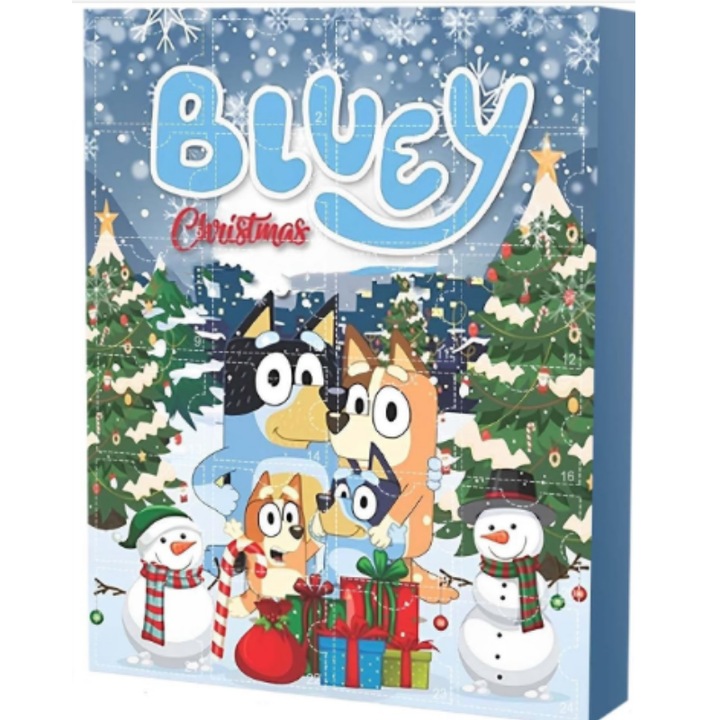 Адвент календар с Bluey, Коледен подарък, 24 фигурки, 3+ години