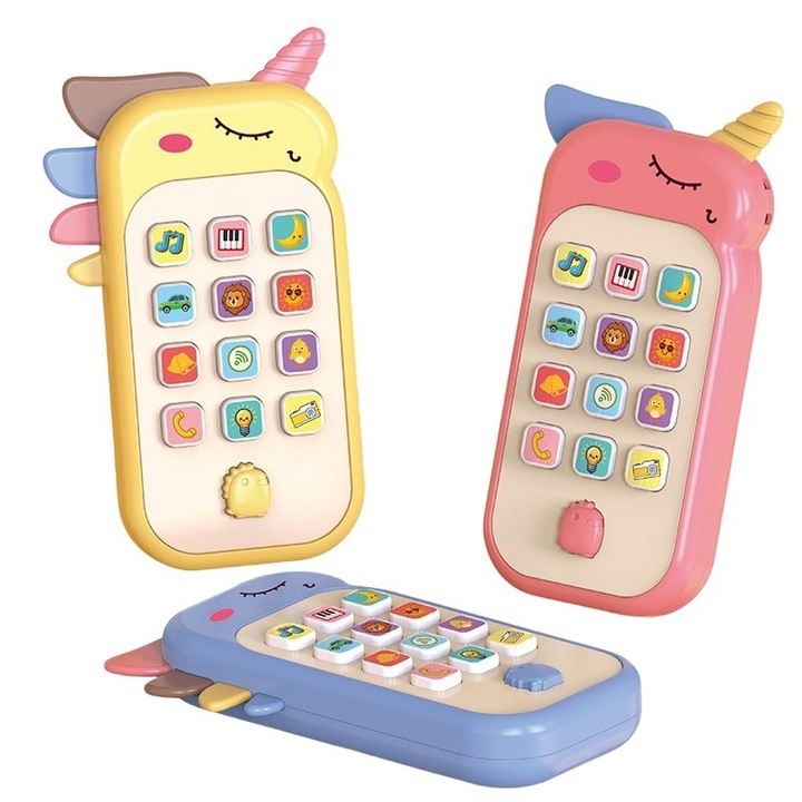 Jucarie Interactiva, Telefon Inteligent, Model Unicorn, Functii Educative, Muzicale si Voce, 4-6 ani, 19 x 11.5 cm, din Plastic, Multicolor