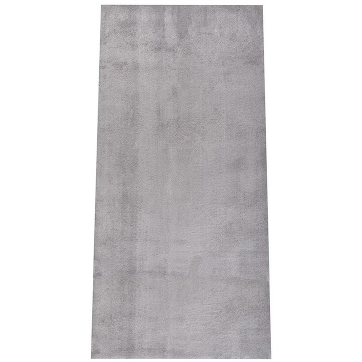 Covor Antiderapant Pufos, Gri, Poliester, 80 x 300 cm