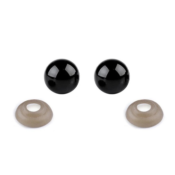 Set 2 ochi mascota, 10 mm, Negru