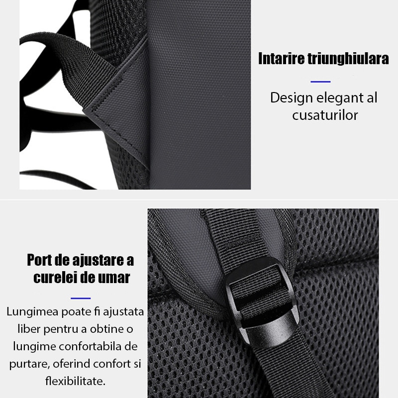 Rucsac pentru laptop, rucsac, rucsac de calatorie, Fudisenn®, are capacitate pentru un laptop de 14 inch, spatiu de stocare multistrat de mare capacitate, impermeabil, cu port de incarcare USB, poate fi asezat deasupra unei valize, negru