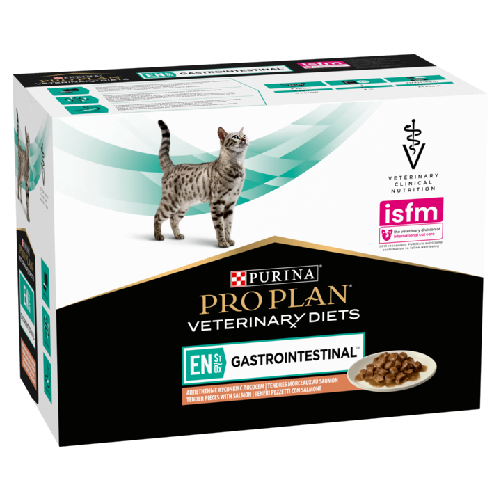 Мокра храна за котки Gastrointestinal, Purina, вкус на сьомга, 10 x 85 гр