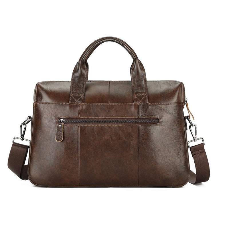 Geanta Laptop Din Piele Naturala, Geanta laptop portabila，14"，Fudisenn®, de umar, de mana, Servieta business ，pentru barbati din piele de bovina primul strat，maro，39x28x7cm