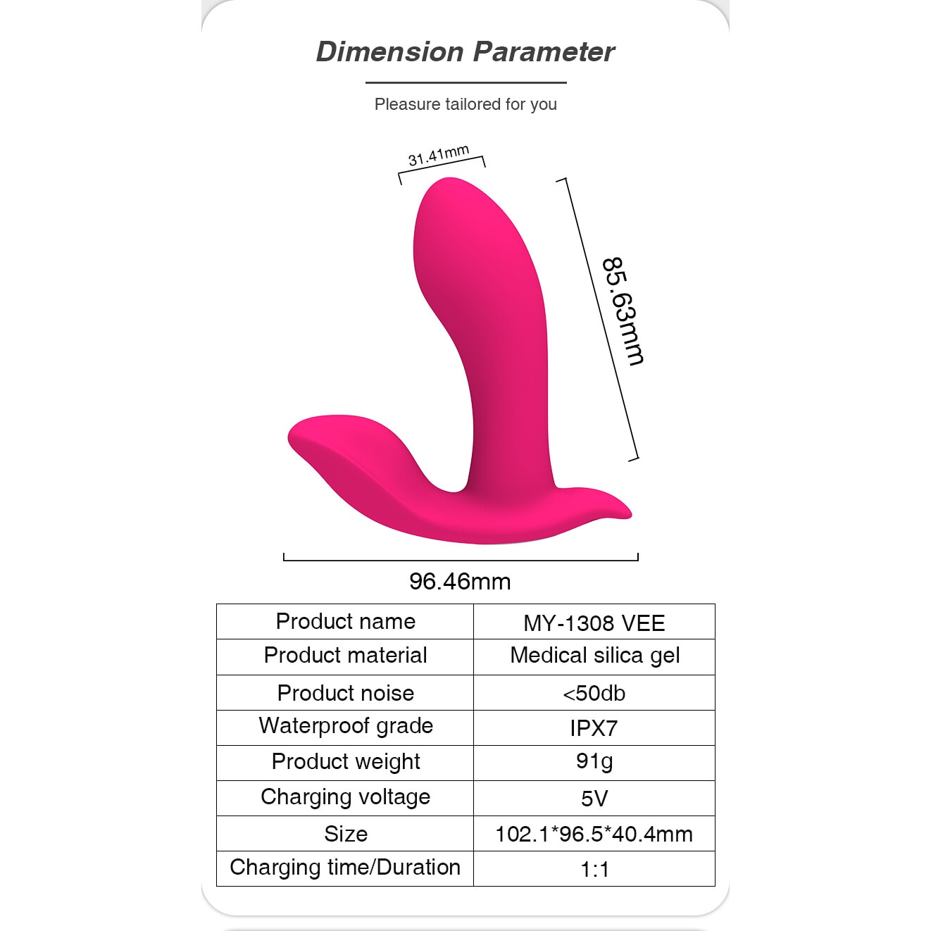 Vibrator I-MOON® MY-1308/VEE, Silicon + ABS, 50db, IPX7, 102.1X96.5X40 ...