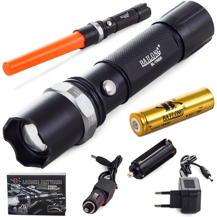 Фенер Bailong LED (Cree Zoom XML-T6), Тактически, Черен