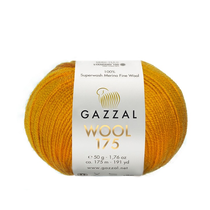 Garn Gazzal Wool 175, 100% lana merino, 50g/175m, 3,5-4mm, multicolor